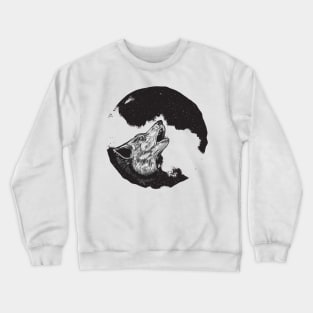 Wolf howling at full moon Crewneck Sweatshirt